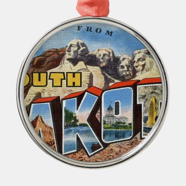 Greetings From South Dakota Metal Tree Decoration (Front)