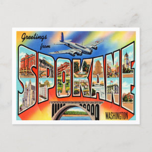 Greetings from Spokane, Washington Vintage Travel Postcard