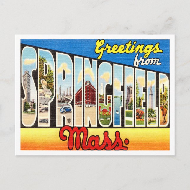 Greetings from Springfield, Massachusetts Travel Postcard (Front)