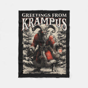 Greetings From Ss Vom Krampus Festive Horror Chris Fleece Blanket