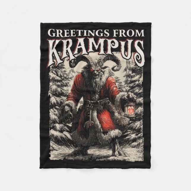 Greetings From Ss Vom Krampus Festive Horror Chris Fleece Blanket (Front)