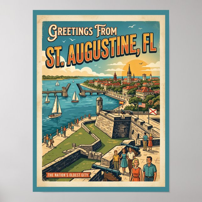 Greetings From St Augustine Retro Poster (Front)