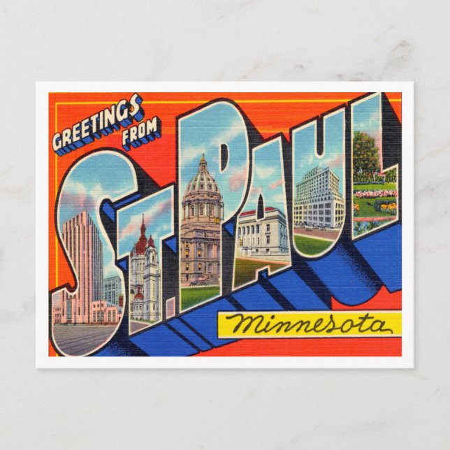 Greetings from St.Paul, Minnesota Vintage Travel Postcard (Front)