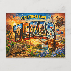 Greetings From State Postcard