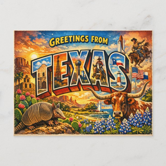 Greetings From State Postcard  (Front)