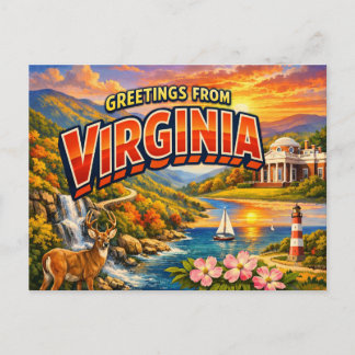 Greetings From State Postcard