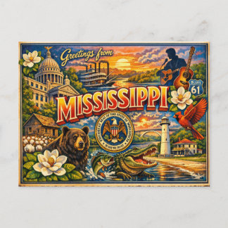 Greetings From State Postcard