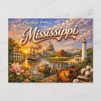 Greetings From State Postcard 