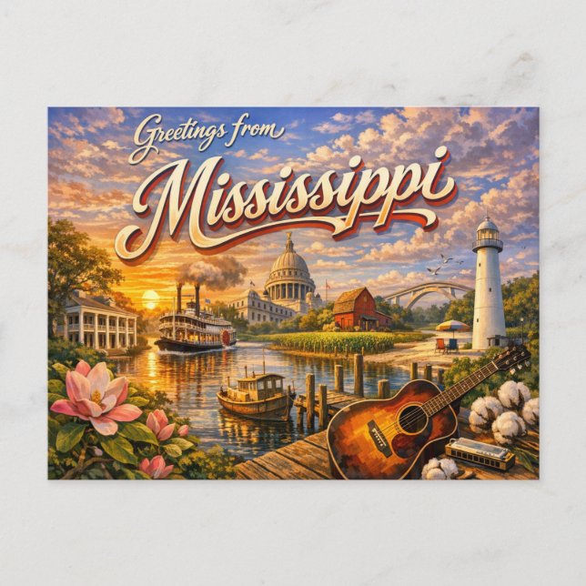 Greetings From State Postcard  (Front)