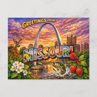 Greetings From State Postcard 