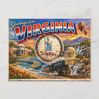Greetings From State Postcard 