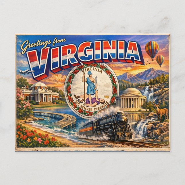 Greetings From State Postcard  (Front)