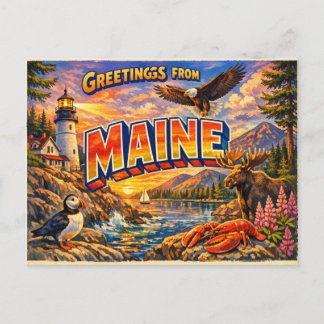 Greetings From State Postcard
