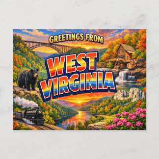 Greetings From State Postcard 