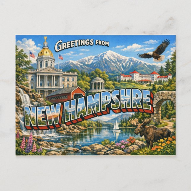 Greetings From State Postcard  (Front)