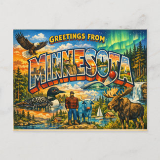 Greetings From State Postcard