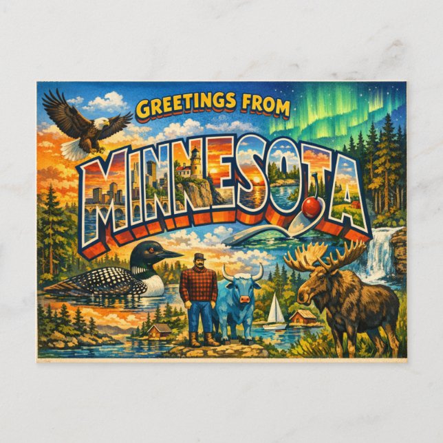 Greetings From State Postcard  (Front)