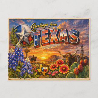 Greetings From State Postcard