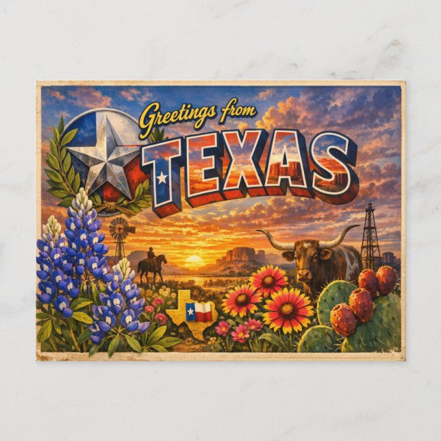 Greetings From State Postcard  (Front)