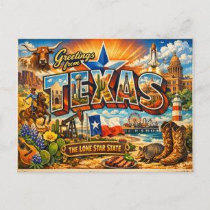 Greetings From State Postcard