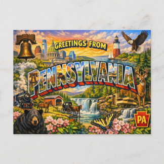 Greetings From State Postcard 