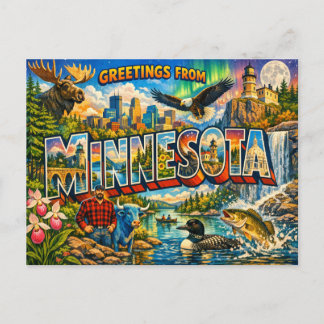 Greetings From State Postcard 