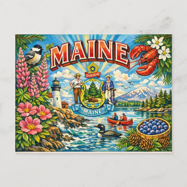 Greetings From State Postcard  (Front)
