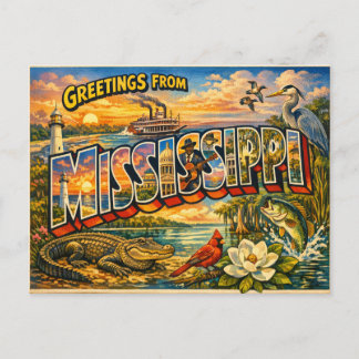 Greetings From State Postcard