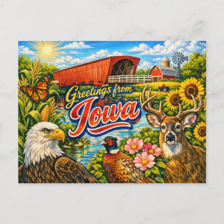 Greetings From State Postcard