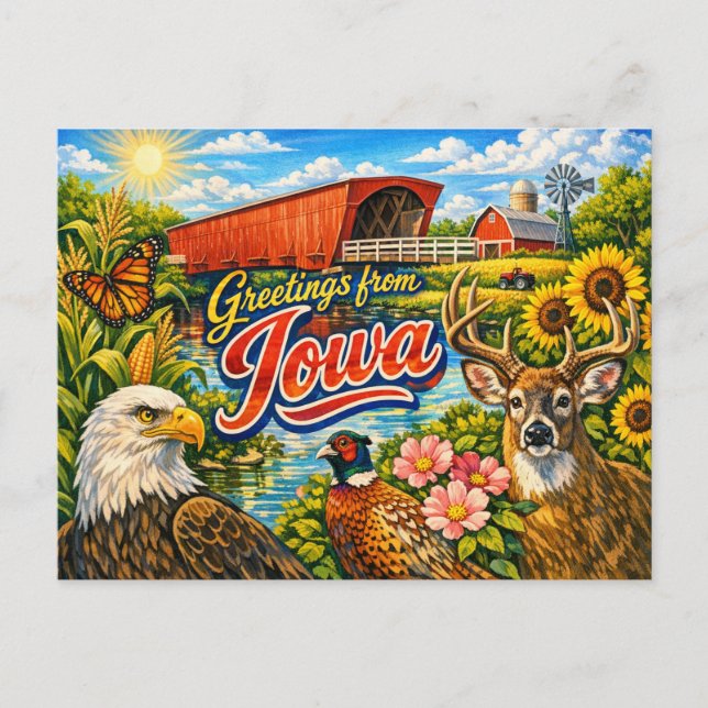 Greetings From State Postcard  (Front)