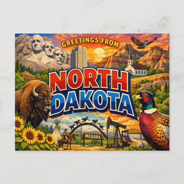 Greetings From State Postcard  (Front)