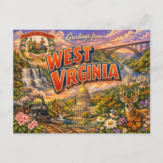 Greetings From State Postcard