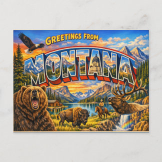 Greetings From State Postcard