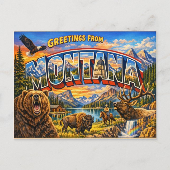 Greetings From State Postcard  (Front)