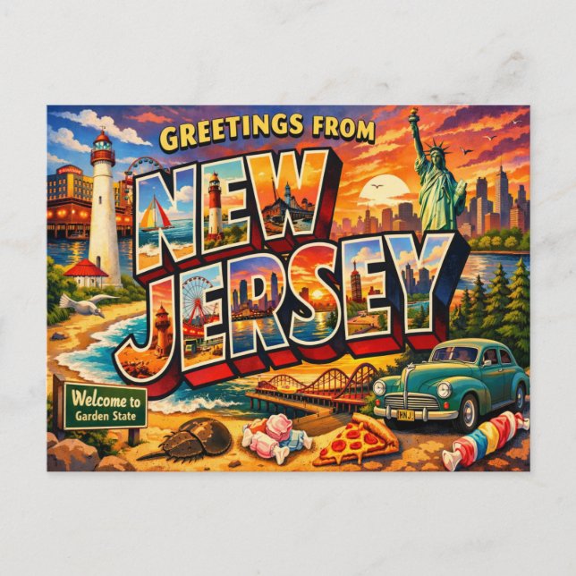 Greetings From State Postcard  (Front)