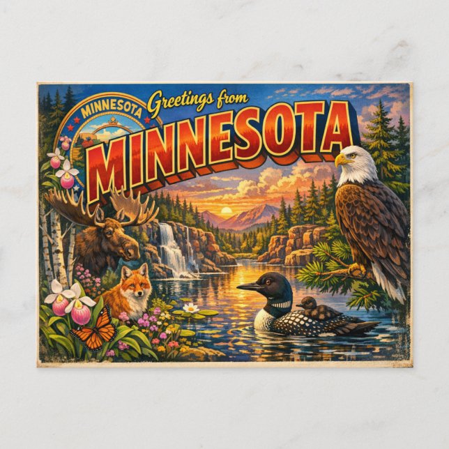 Greetings From State Postcard  (Front)