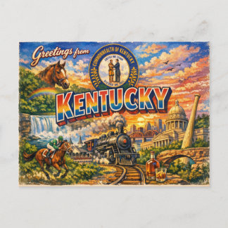 Greetings From State Postcard
