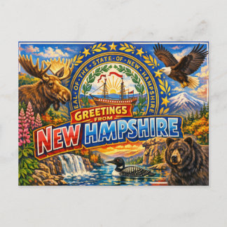Greetings From State Postcard