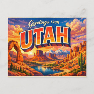 Greetings From State Postcard