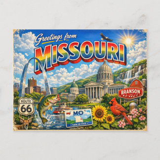 Greetings From State Postcard 
