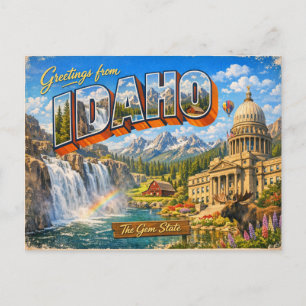Greetings From State Postcard