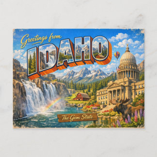 Greetings From State Postcard 