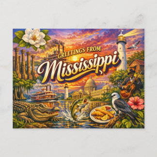 Greetings From State Postcard