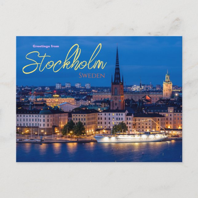 Greetings from Stockholm Sweden Postcard (Front)