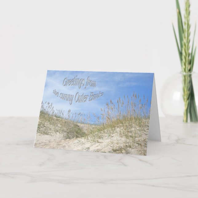 Greetings From Sunny OBX Sea Oats Items Card (Front)