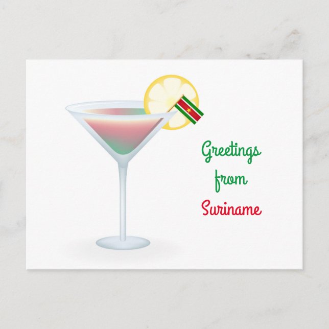 Greetings From Suriname Cocktail Holiday Postcard (Front)