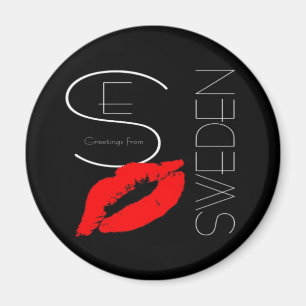 Greetings from Sweden Red Lipstick Love Kiss Black Magnet