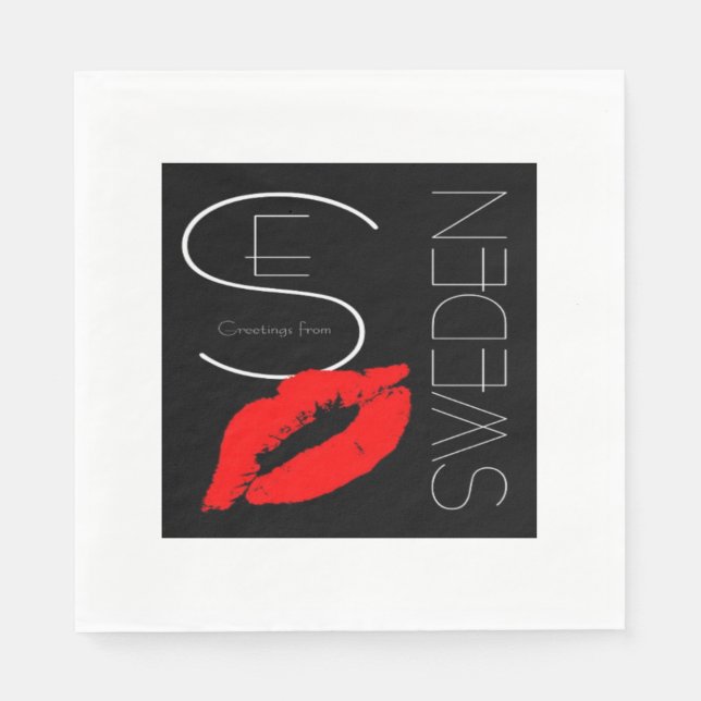 Greetings from Sweden Swedish Red Lipstick Kiss Napkin (Front)
