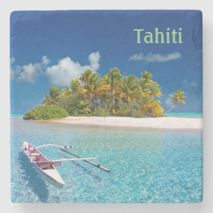 Greetings from Tahiti Stone Coaster