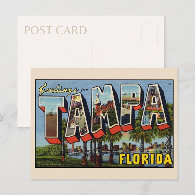 Greetings from Tampa Florida Vintage Postcard (Front/Back)